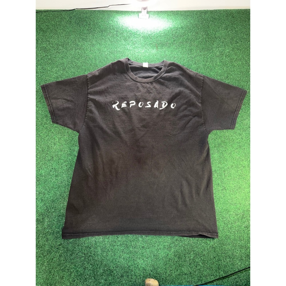 Mens Reposado Tequila Graphic T-Shirt Black Short Sleeve Crewneck Size XL